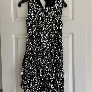 Zunie Girls Silver Sequin on black Sheath Mini Dress  Sleeveless Size 16
